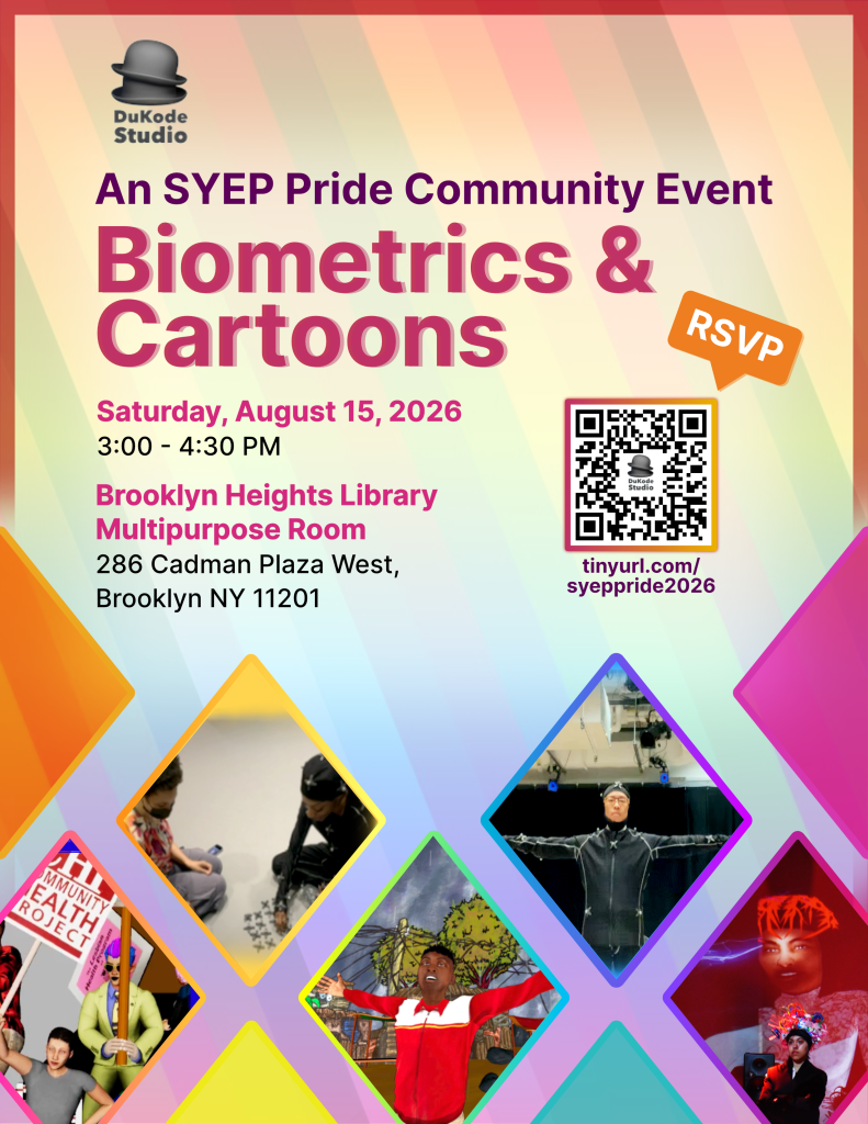 Biometrics & Cartoons SYEP Community Event Flyer, August 15 at 3PM, Brooklyn Heights Public Library